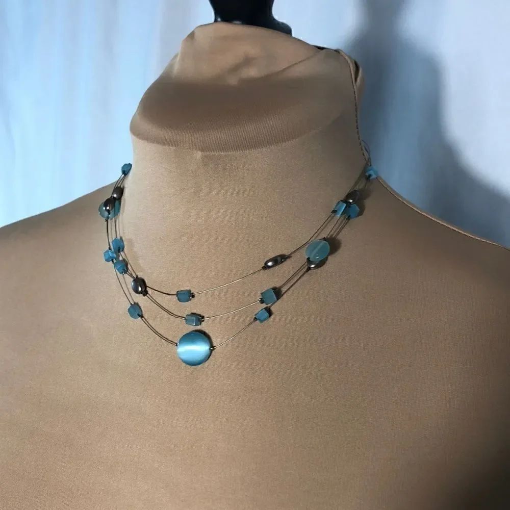 19” Lia Sophie necklace in aqua blues